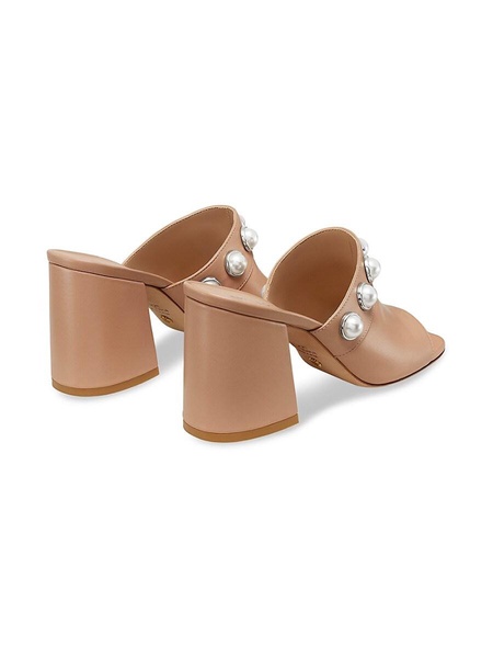 Portia 85MM Block Heel Pearl-Studded Mule Sandals