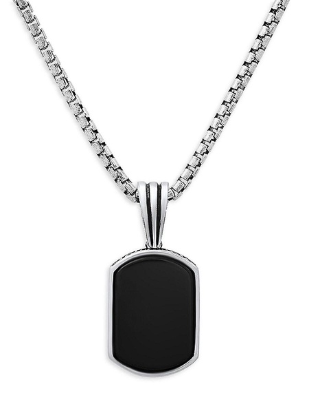 Sterling Silver & Onyx Reversible Dog Tag Pendant Necklace
