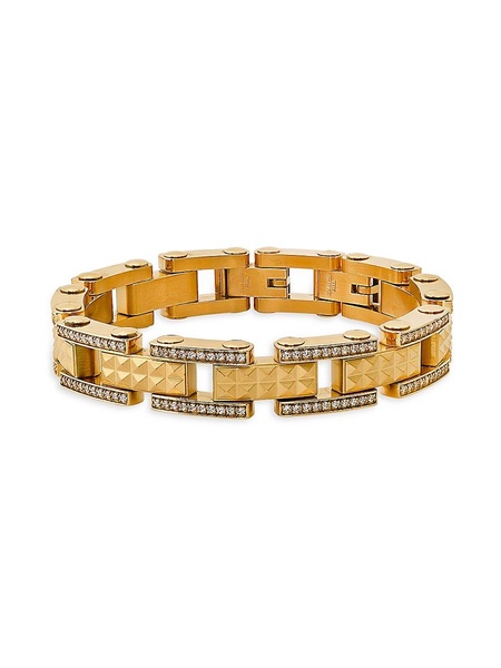 18K Goldplated Stainless Steel & Simulated Diamond Stud Link Bracelet