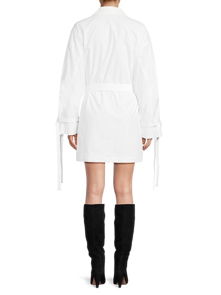Belted Cotton Poplin Mini Shirtdress