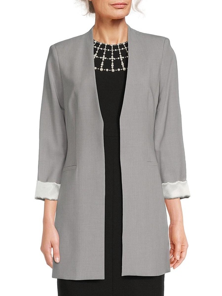 Rolled Cuff Open-Front Jacket