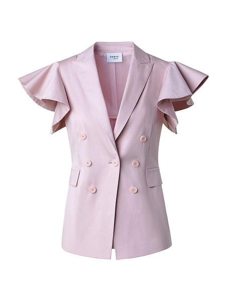 Double-Breasted Flutter Sleeve Blazer