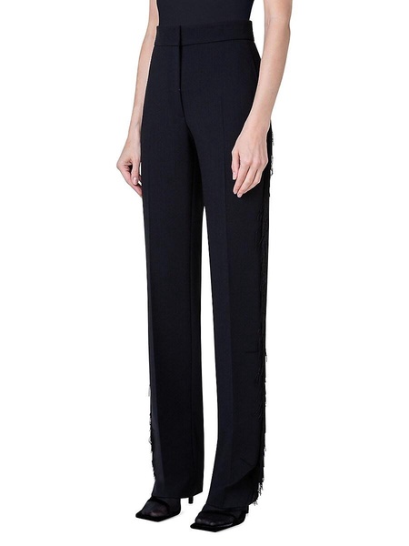 Straight-Leg Fringe-Embellished Pants