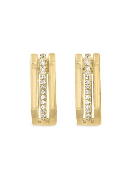 14K Yellow Gold & 0.09 TCW Diamond Huggie Earrings