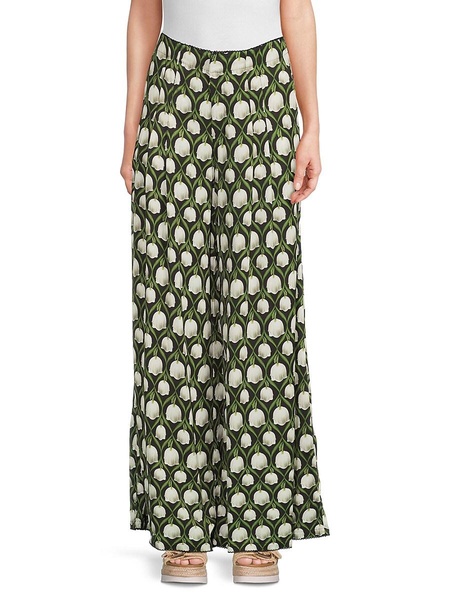 Pinon Perla Print Pleated Wide Leg Pants