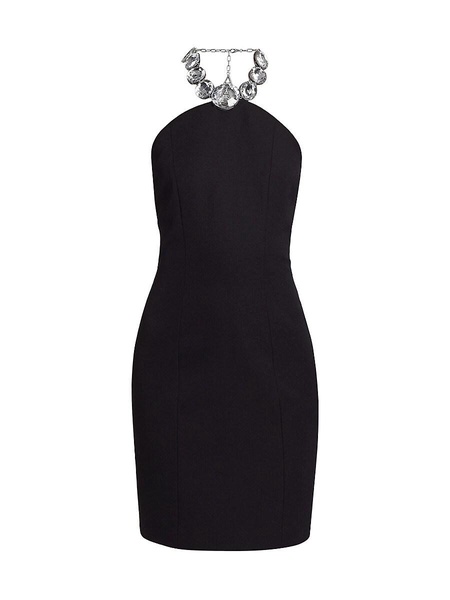 Crystal Halterneck Wool Minidress