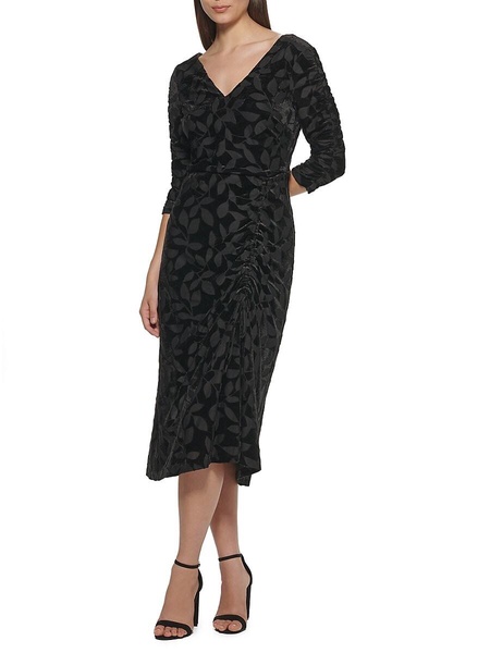 Velvet Burnout Midi Sheath Dress