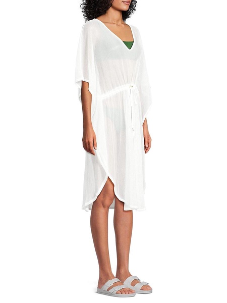 Summer Breeze Sheer V Neck Cover-Up Dress