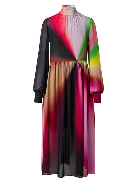 Sunburst Chiffon Midi-Dress