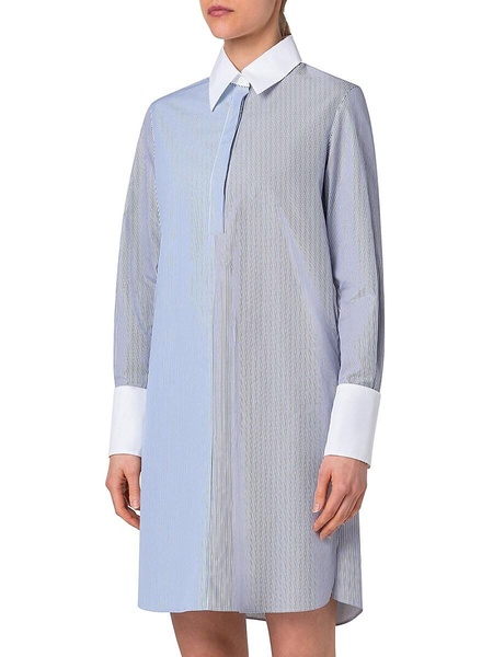 Micro-Striped Cotton Poplin Shirtdress