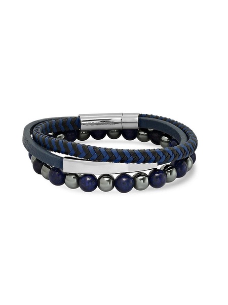 2-Piece Leather & Beaded Bracelet Set