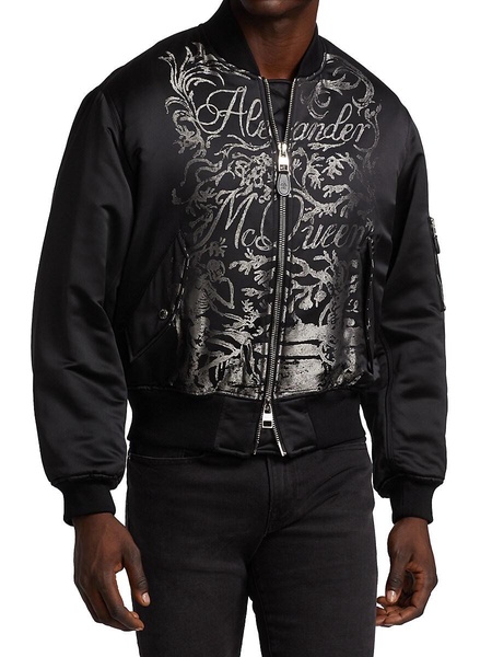 Textured Print Bomber Jacket