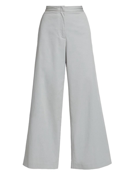 Cotton Gabardine Wide-Leg Trousers