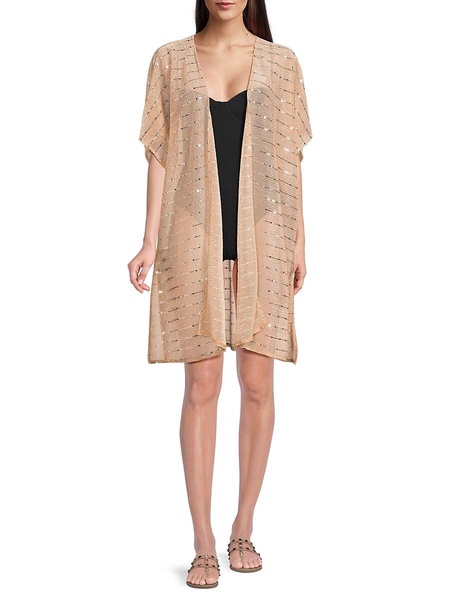 Summer Breeze Metallic Stripe Kimono