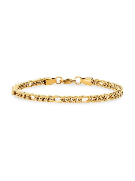 Two-Tone Stainless Steel & 18K Goldplated Stainless Steel Figaro Chain Bracelet