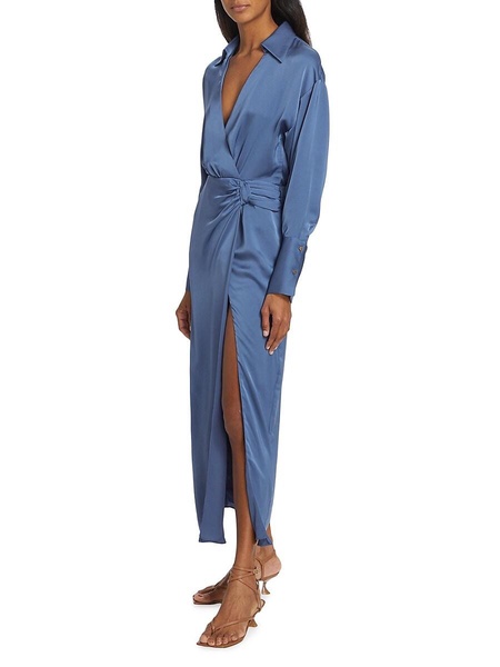 Aurora Draped Front Slit Midi Dress