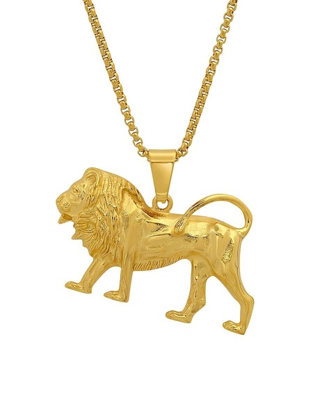 18K Goldplated Stainless Steel Lion Pendant Necklace