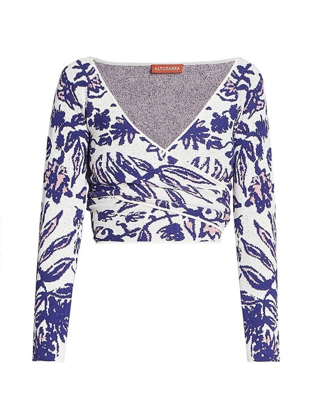 Kalo Floral Knit Cropped Sweater