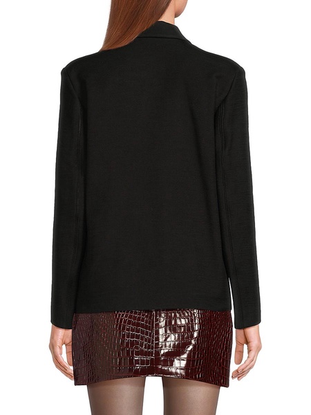 Textured Cotton Leather-Trim Jacket