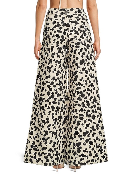 Dot Print Wide-Leg Jeans