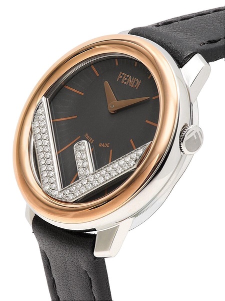 28MM Run Away Stainless Steel, Ion-Plated Rose Gold, Leather & 0.14 TCW Diamond Quartz Watch