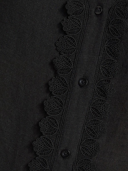 Linen Lace-Paneled Blouse