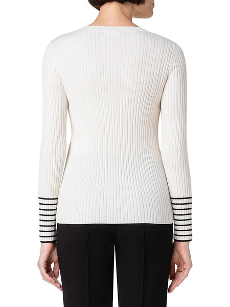 Square-Neck Rib-Knit Wool Top