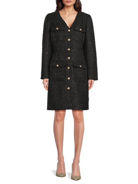 V Neck Sheath Shirtdress