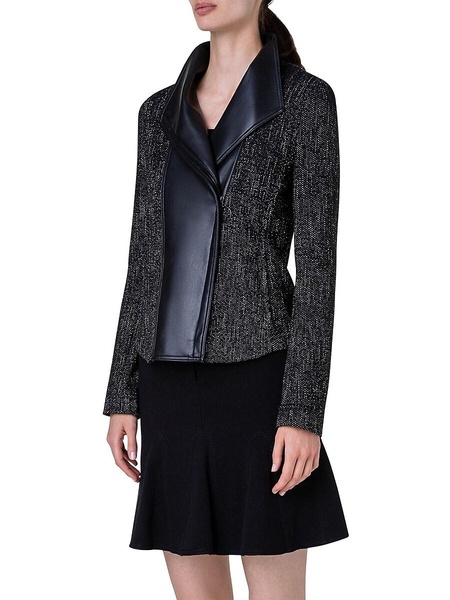 Boucle Funnel-Neck Moto Jacket