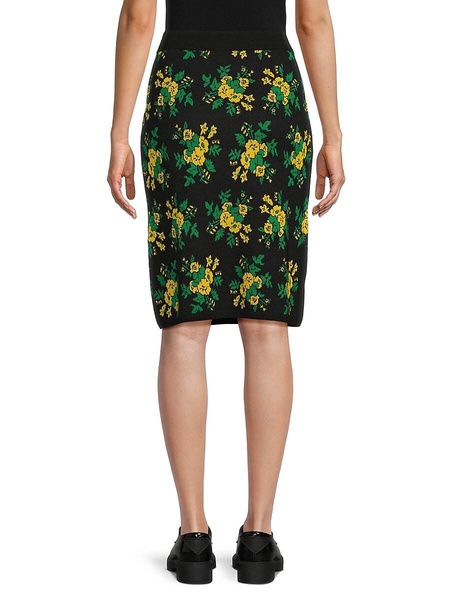 Floral Wool Pencil Skirt