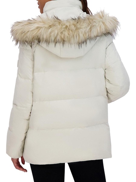Daphne Faux Fur Chevron Quilted Down Jacket