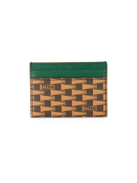 Pennant Print Leather Card Case