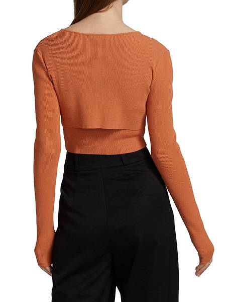Cropped Ribbed Knit Sweater