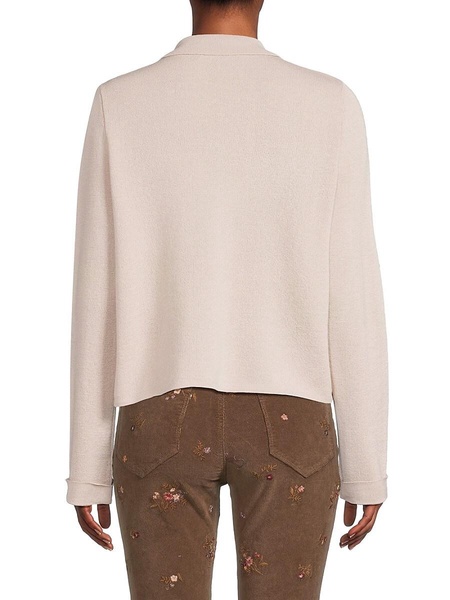 Collared Merino Wool Blend Cardigan