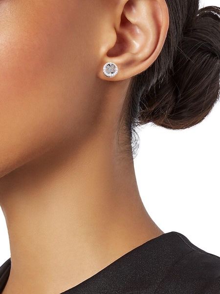 ​Heart & Soul Sterling Silver & Cubic Zirconia Clover-Disc Stud Earrings