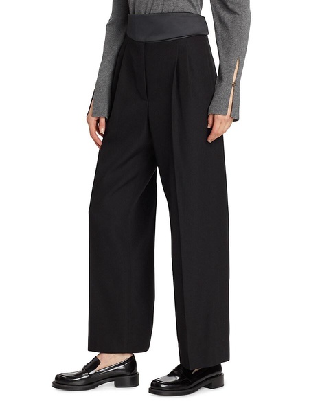 Tuxedo Wide-Leg Wool Trousers