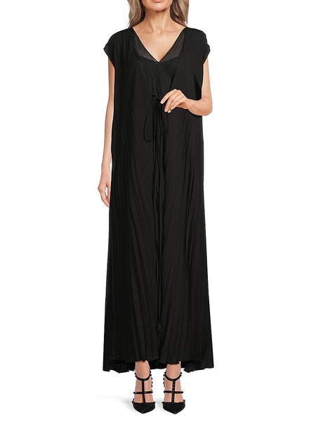 Pleated Silk Maxi Dress