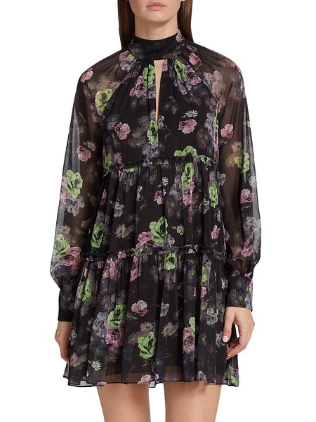 Revina Floral Mockneck Mini Dress