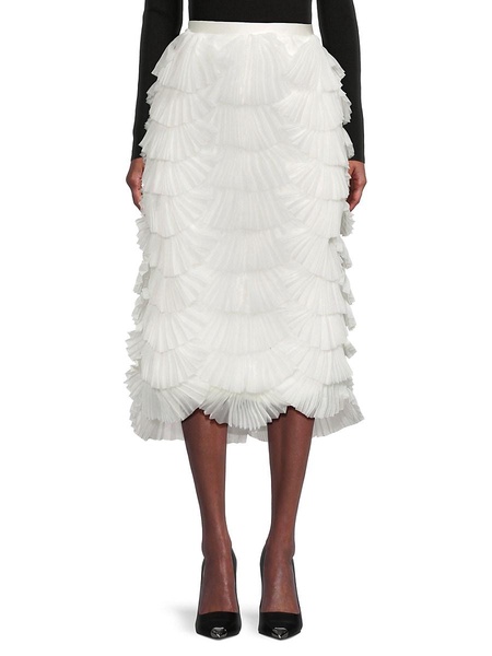 Ari Pleated Mesh Midi Skirt