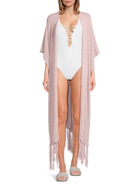 Summer Breeze Knit Fringe Coverup Kimono