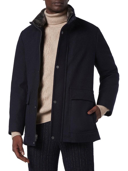 Brooks Faux Fur Collar Car Coat