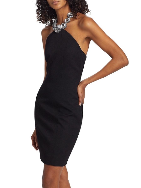Crystal Halterneck Wool Minidress