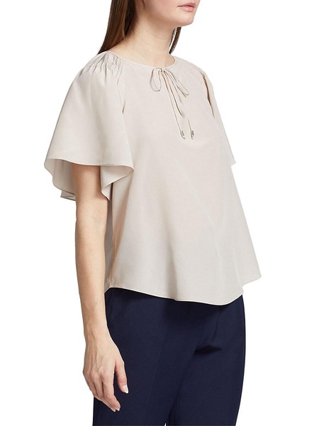 Flutter Sleeve Silk Blouse