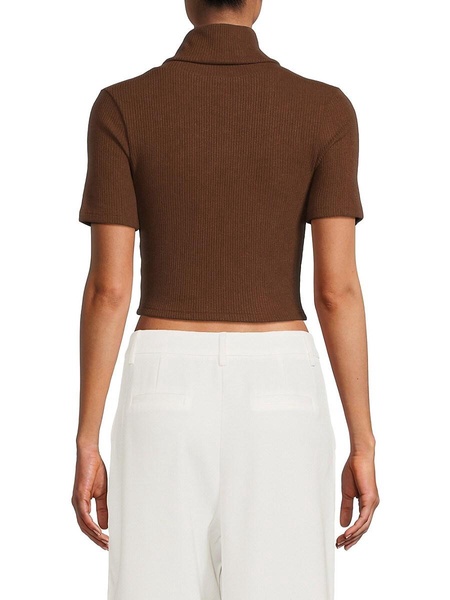 Anne Ribbed Turtleneck Crop Top