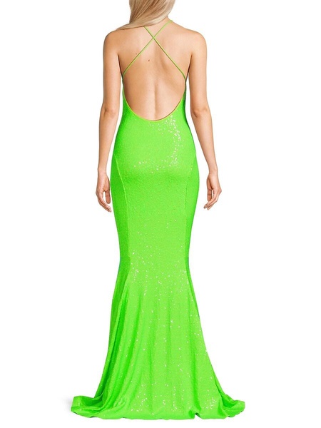 Sequin Open Back Gown