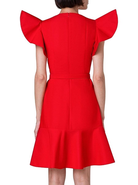 Cotton-Blend Belted Short-Sleeve Mini-Dress