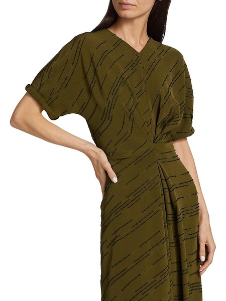 Textured Stripe Asymmetric Dress
