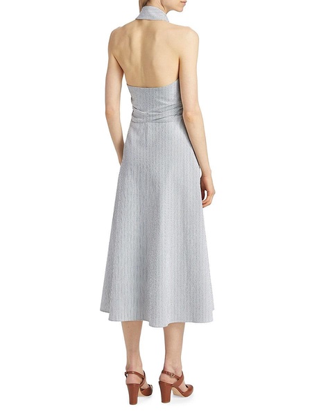 Mackey Seersucker Halter Midi-Dress