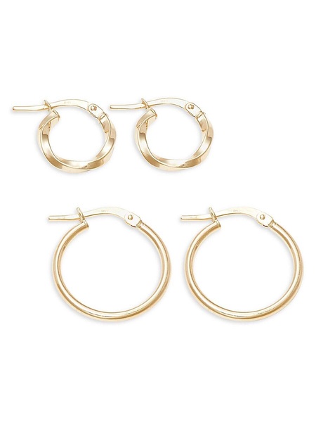 Set of 2 14K Yellow Gold Hoop Earrings
