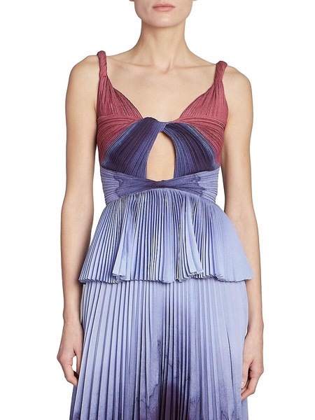Minoa Cut-Out Satin Peplum Top